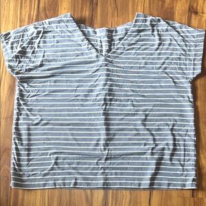 J. Jill Blue Gray and White Striped Short Sleeve Top Size Medium Petite